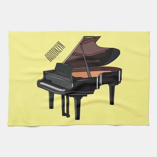 Piano cartoon illustration tea towel (Horizontal)