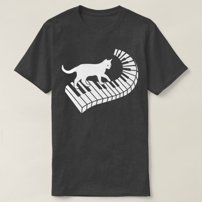 Piano Cat Funny Piano Player Musician Keyboard Pia T-Shirt (Design Front)