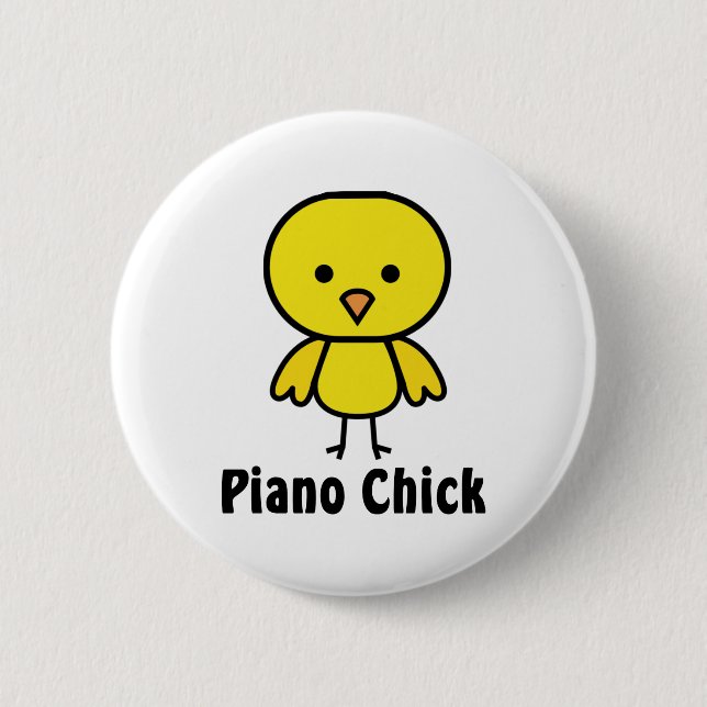 Piano Chick 6 Cm Round Badge (Front)