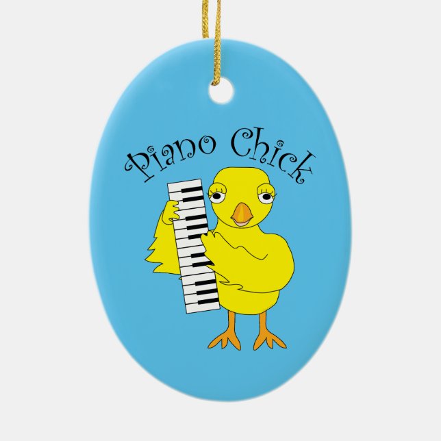 Piano Chick Text Ceramic Tree Decoration (Back)