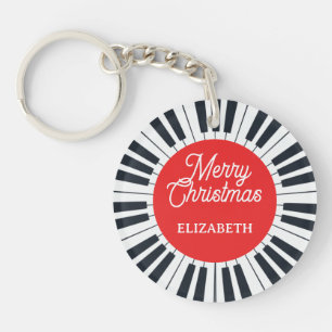 Piano Circle Key Merry Christmas Pianist Musician Key Ring