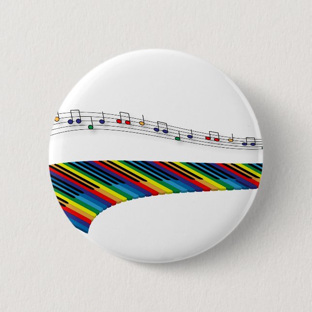 Piano colourful keyboard 6 cm round badge (Front)