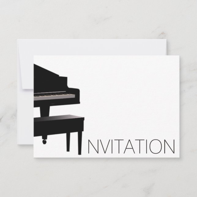 Piano Concert Festival Minimalims Vip Black White Invitation (Front)