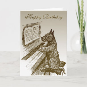 Piano Dog Birthday Card 2