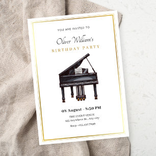 Piano elegant birthday invitation