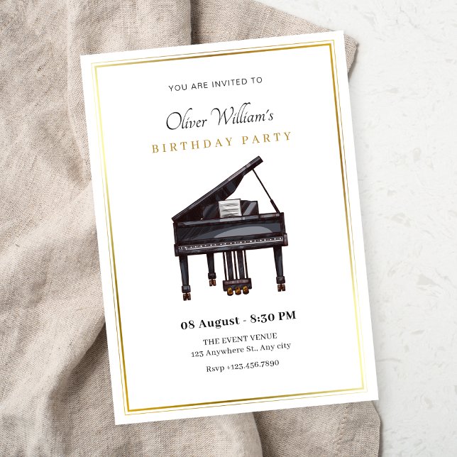 Piano elegant birthday invitation (Creator Uploaded)