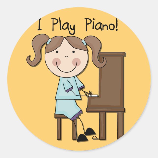 Piano - Female Tshirts and Gifts Classic Round Sticker (Front)