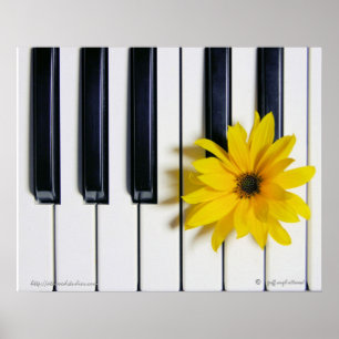 Piano Flower Poster