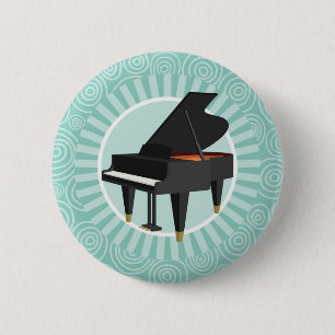 Piano Fun Turquoise Swirl Music 6 Cm Round Badge
