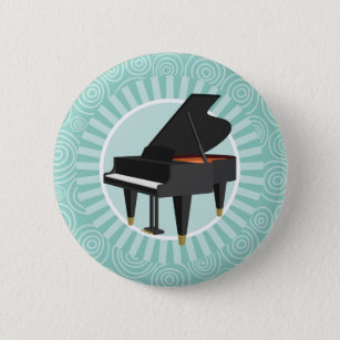 Piano Fun Turquoise Swirl Music 6 Cm Round Badge