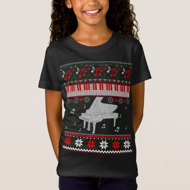 Piano Funny Christmas Style Ugly Xmas Sweater (Front)