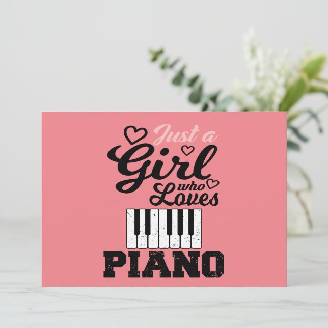 Piano Girl Christmas  Invitation (Standing Front)