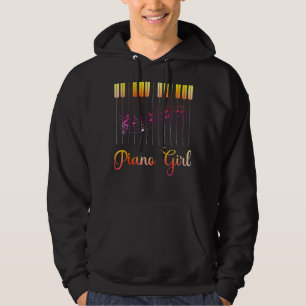 Piano Girl Cool Piano Keyboard Colourful Hoodie