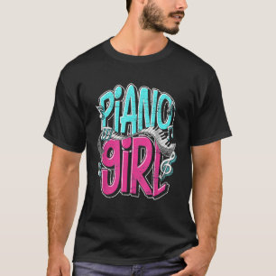 Piano Girl Gift Keyboards Music Notes Treble Clef T-Shirt