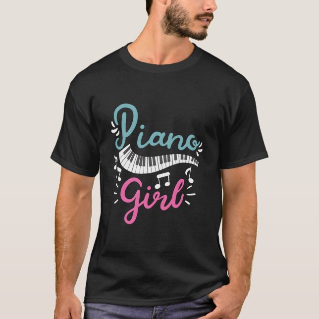 Piano Girl Pianist Piano Player Keyboard T-Shirt (Front)