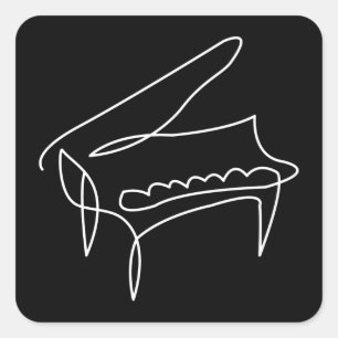 Piano Grand Piano Single Line Drawing Square Sticker