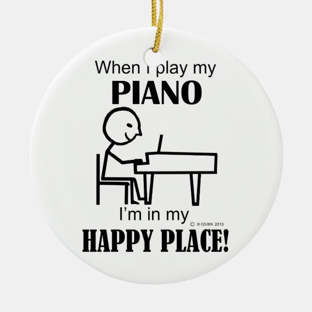 Piano Happy Place Ceramic Tree Decoration (Front)