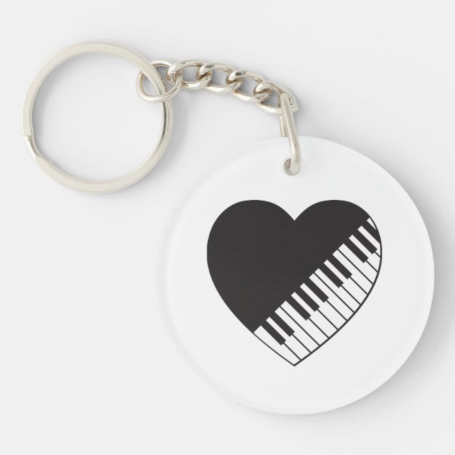 Piano Heart Acrylic Keychain (Front)