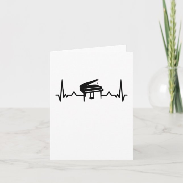 Piano Heartbeat Funny Gift for Pianists Note Card (Front)