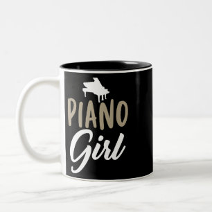 Piano Heartbeat Retro Pianist Two-Tone Coffee Mug