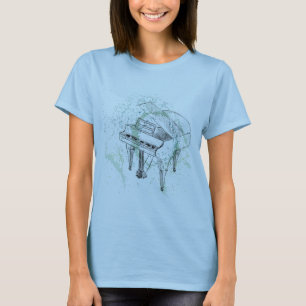 Piano Illustration Art Drawing Music Lovers T-Shirt