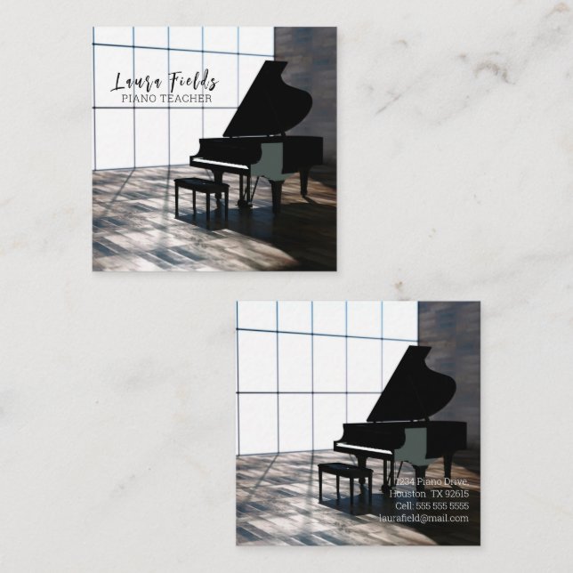 Piano Instructor Square Business Card (Front/Back)