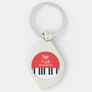 Piano Key Jingle Bell Merry Christmas Red  Ring
