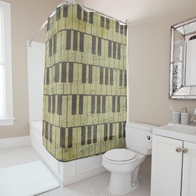 Piano Key Music Bathroom Shower Curtain (In Situ)
