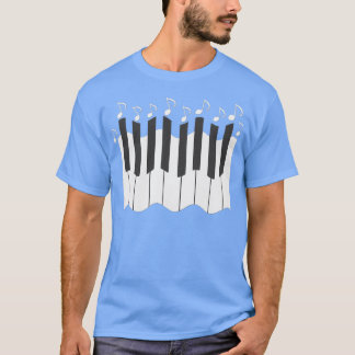 piano key pattern with notes musical notes motif p T-Shirt