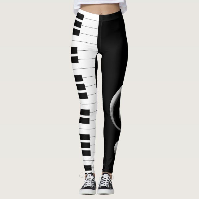 Piano Key Treble Clef Leggings (Front)