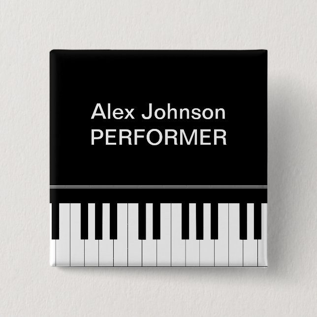 Piano keyboard 15 cm square badge (Front)
