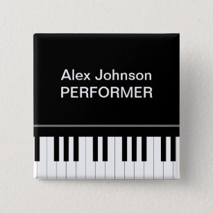 Piano keyboard 15 cm square badge