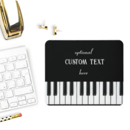 Piano Keyboard and customisable text black & white Mouse Pad