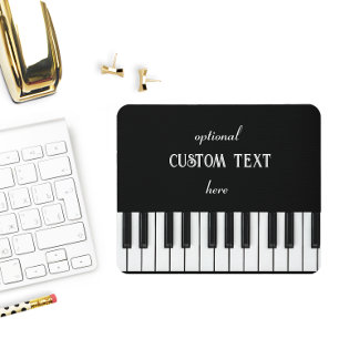Piano Keyboard and customizable text black & white Mouse Pad