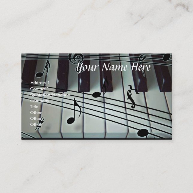 Piano Keyboard and Music Notes Business Card (Front)