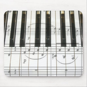 Piano Keyboard and Music Notes Mouse Pad
