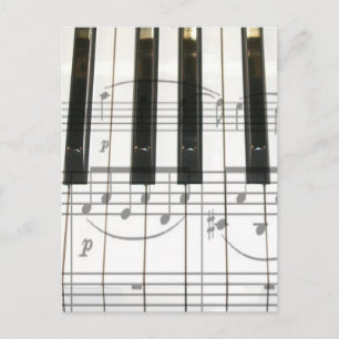 Piano Keyboard and Music Notes Postcard
