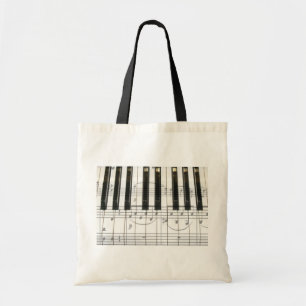 Piano Keyboard and Music Notes Tote Bag