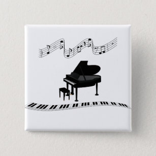 Piano, keyboard and musical notes 15 cm square badge