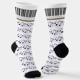 Piano Keyboard And Musical Notes Socks