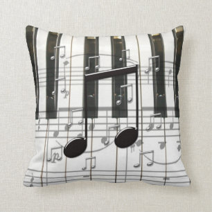Piano Keyboard and Notes Cushion