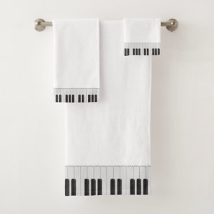 Piano keyboard bath towel set