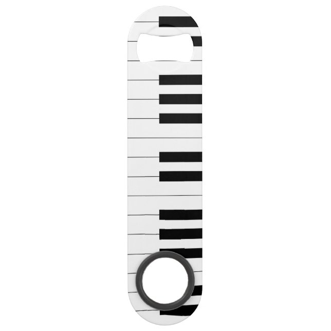 Piano Keyboard, Black and White Bottle Opener (Front)