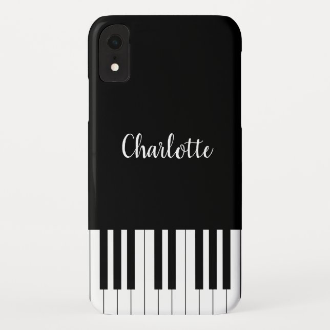 Piano Keyboard, Black and White iPhone XR Cases (Back)