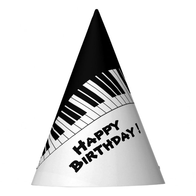 Piano Keyboard Black and White Music Birthday Party Hat (Front)