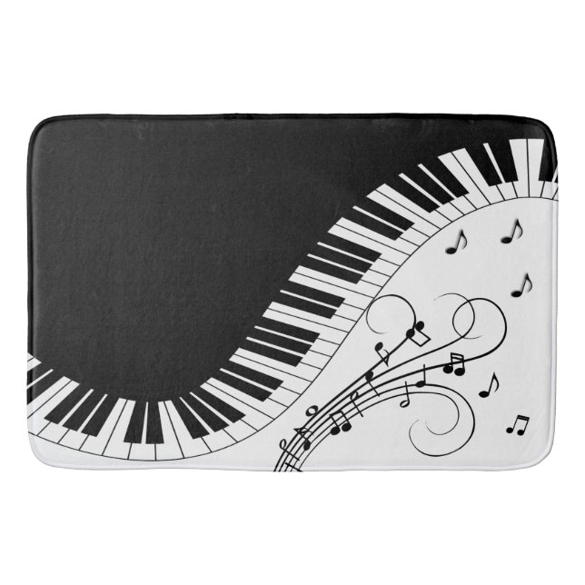 Piano Keyboard Black and White Music Design Bath M Bath Mat (Front)
