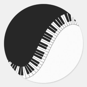 Piano Keyboard Black and White Music Design Classic Round Sticker