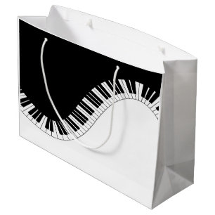 Piano Keyboard Black and White Music Design Large Gift Bag