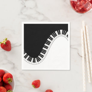 Piano Keyboard Black and White Music Design Napkin