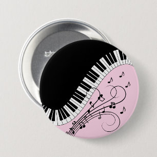 Piano Keyboard Black and White Music Design Pink 7.5 Cm Round Badge